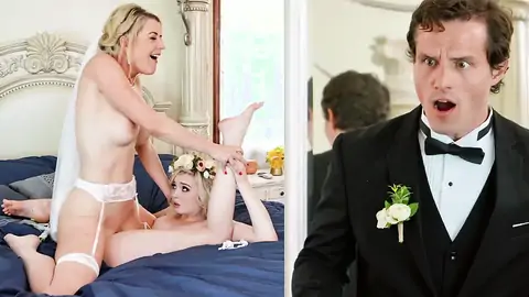 The groom catches the wifey tribbing a lesbo