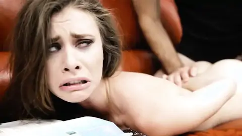 Stepdaughter Anya Olsen is disciplined by her father's wood