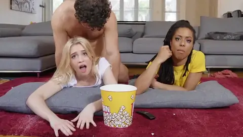 Kira Noir is pummeled while her platinum-blond friend is next to her