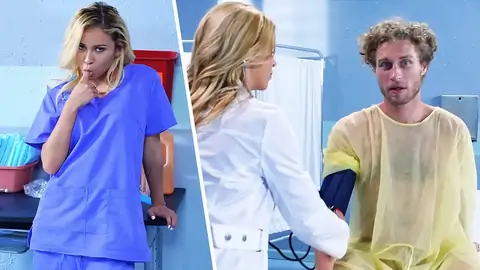 The MILF is surprised while a teen is giving a arm-job